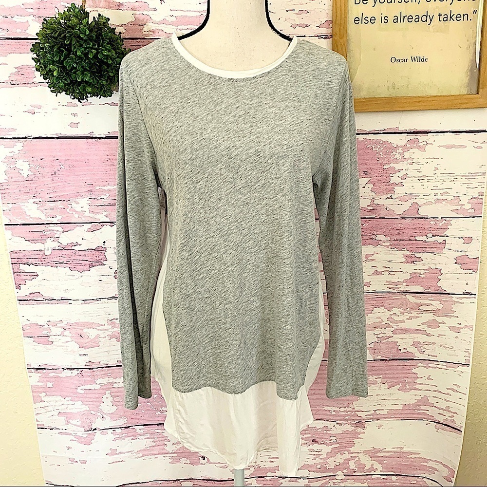 TWO BY VINCE CAMUTO Women’s Gray Long Sleeve Tunic Top Size Medium Cotton